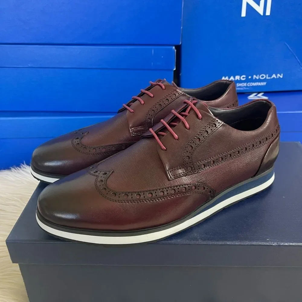 Marc Nolan Gavin Burgundy Wingtip Leather sneakers dress shoes size 7